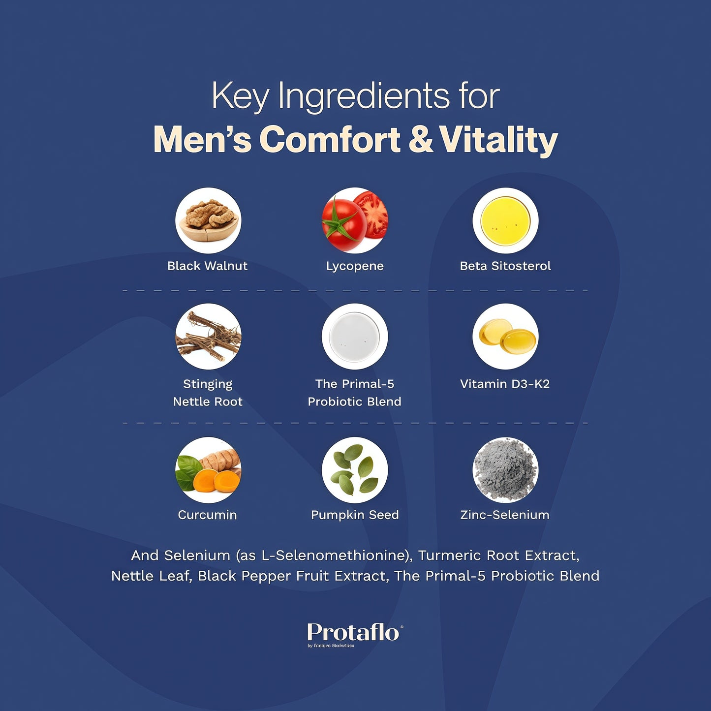 Prostate Support for Men, Urinary Flow & Bladder Care, 60 Capsules | With probiotics, black walnut, nettle, turmeric, lycopene, pumpkin seed, vitamin D3 & K2, zinc & selenium